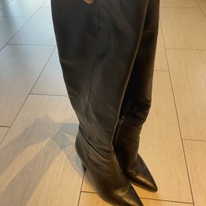 Sam edelman knee length chunky heel leather boots